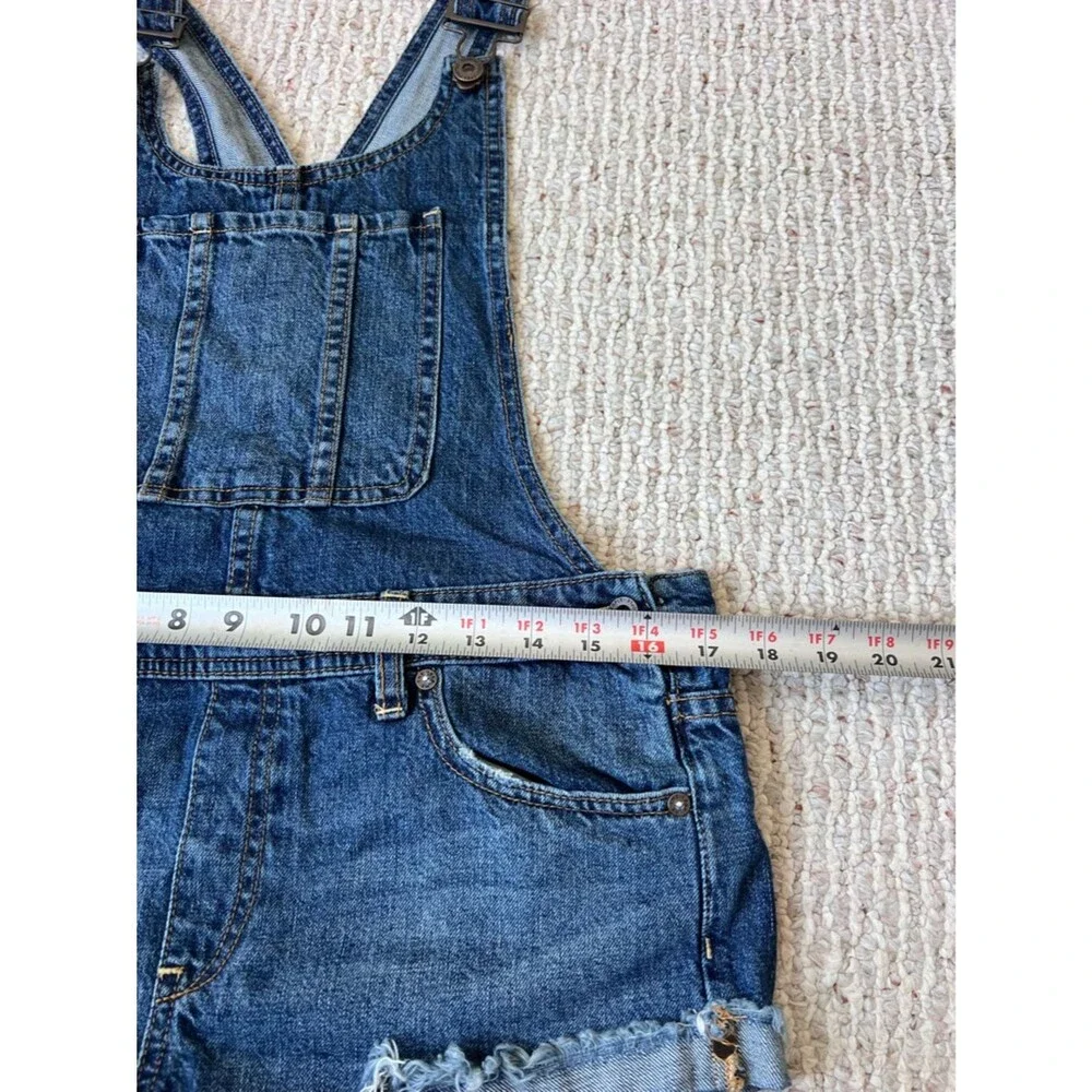Free People Summer Babe Distressed Denim Short Overalls